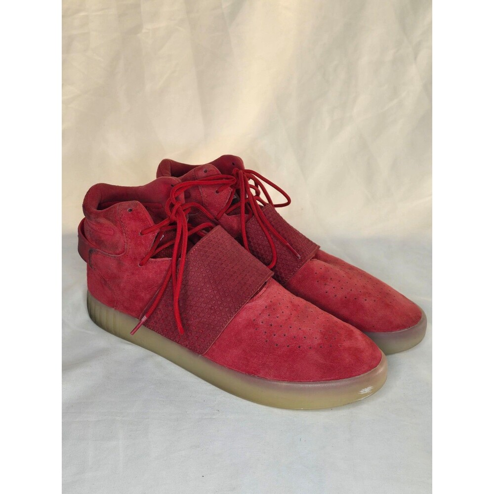 Adidas Tubular Invader Strap Mens Red Suede High Top Sneakers BB5039 Size 12
